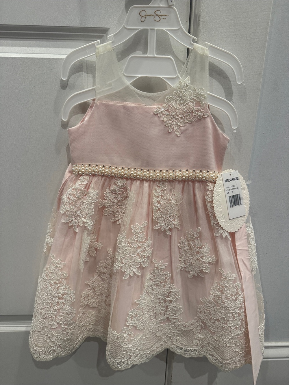 Pink Lace & Pearl Toddler Dress